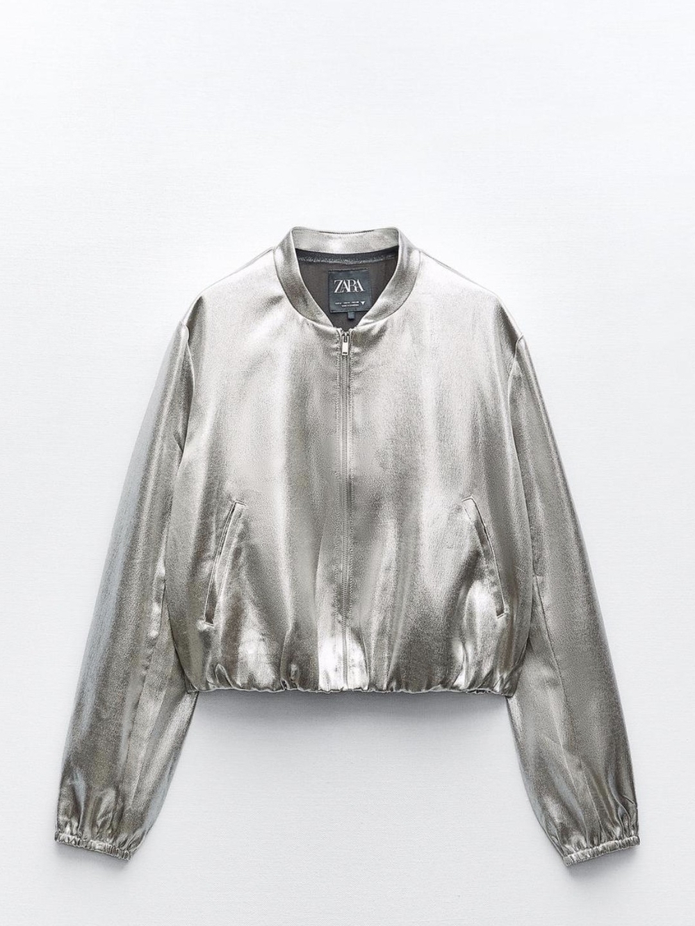 Zara Silver Metallic Bomber Jacket
